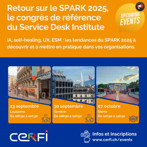 Prochainement: des événements dédiés aux experts du Service Desk!